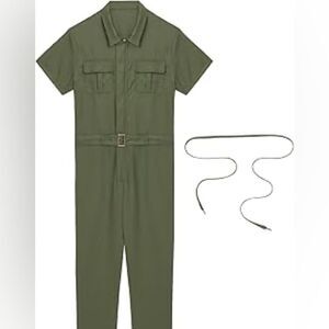 Men’s green short sleeve coveralls jumpsuit Small